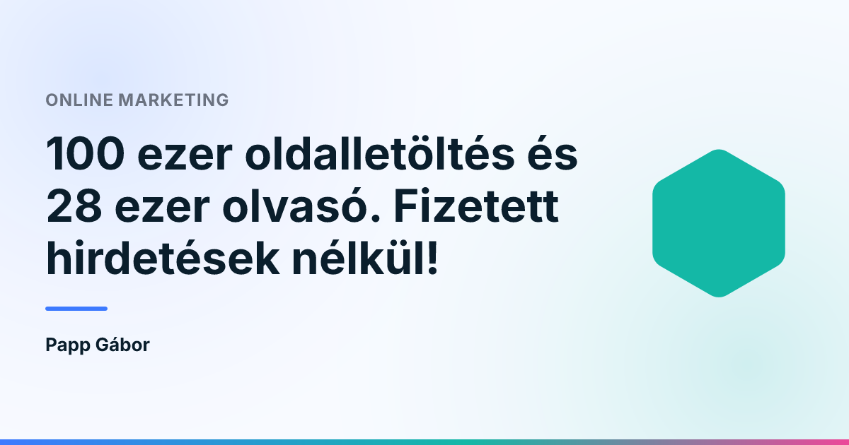 100 ezer oldalletöltés és 28 ezer olvasó. Fizetett hirdetések nélkül!