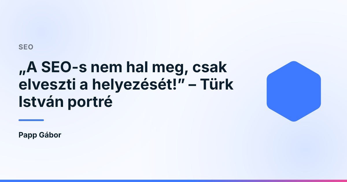 „A SEO-s nem hal meg, csak elveszti a helyezését!” – Türk István portré