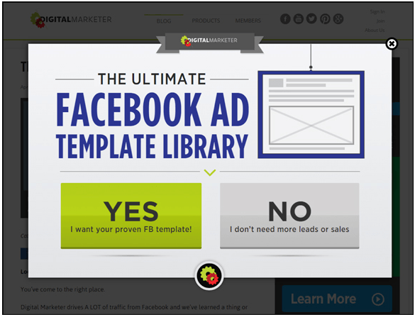 facebook cro popup