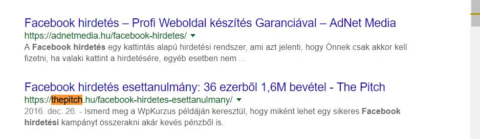facebook hirdetés thepitch