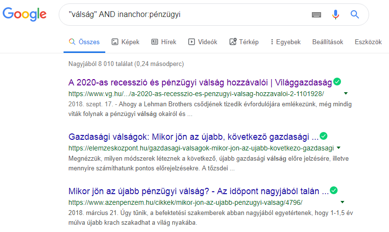 Google keresés inanchor