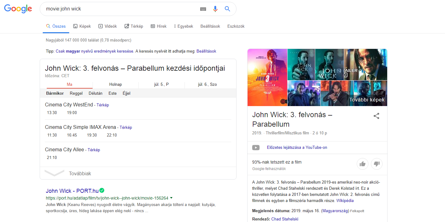 Google keresés movie