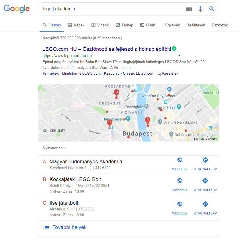 Google keresés cső