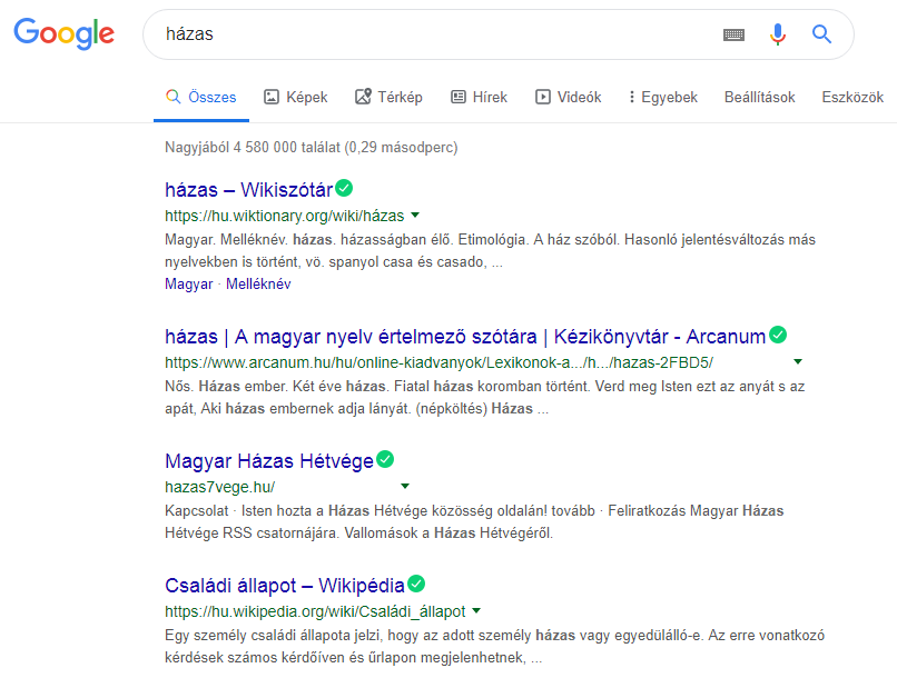 Google keresés kivonásjel 1