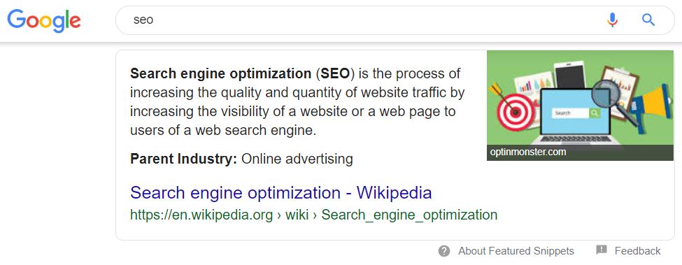 SERP featured snippet