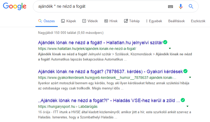 Google keresés csillag