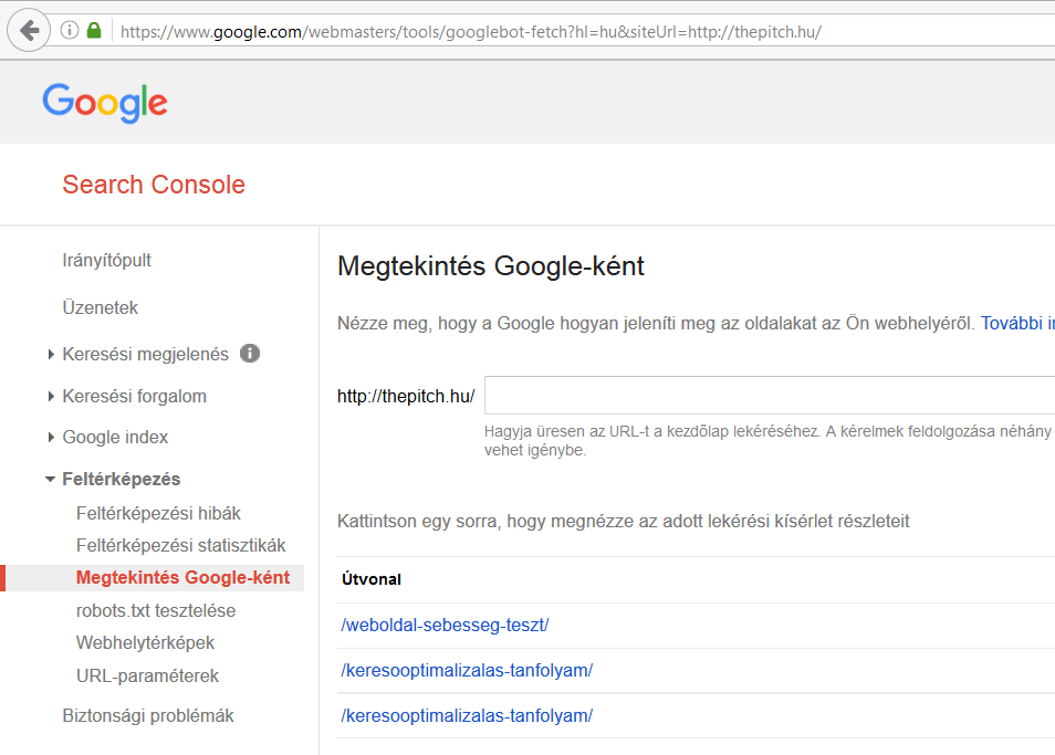 Weboldal indexálása Webmester Eszközökkel