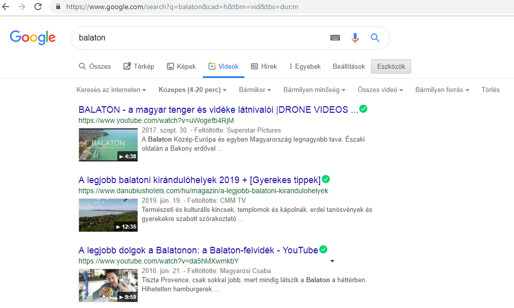 Google keresés vid