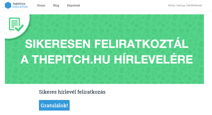 Sikeres feliratkozás