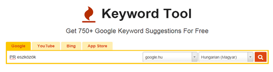 PR eszköz - keyword tool