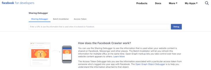 facebook debugger developers menü