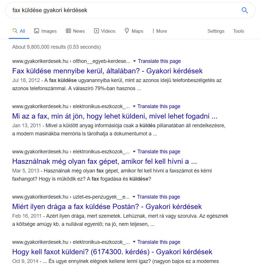 fax gyakori kérdések