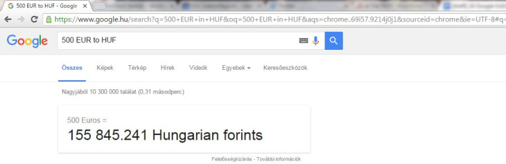 Valuta átváltás Googleben
