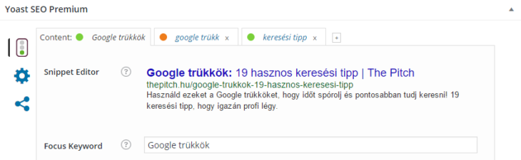 Yoast SEO plugin előnézet