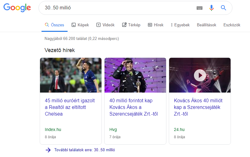 Google keresés két pont