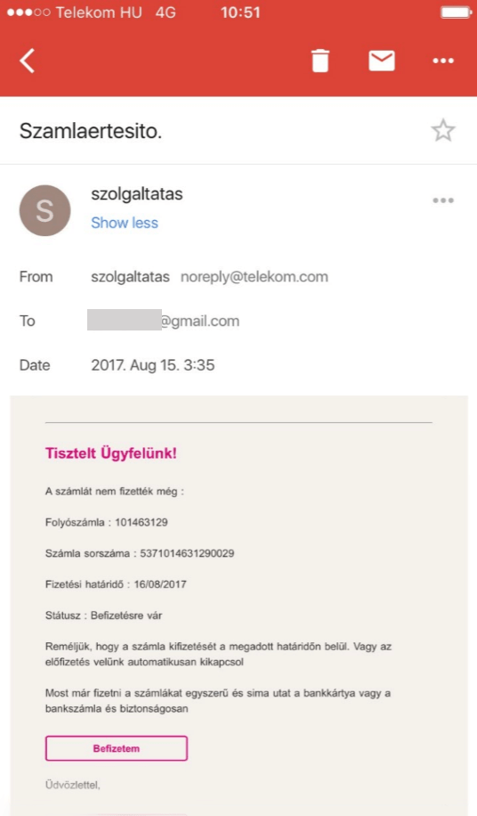 Telekom adatbiztonság email probléma
