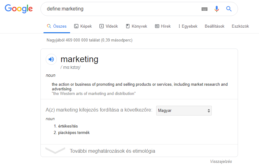 Google keresés define