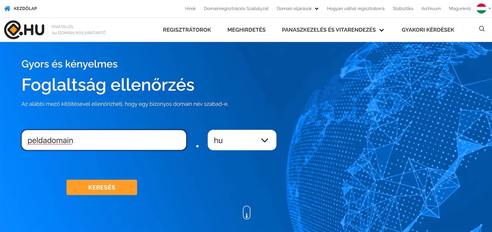 Domain név ellenőrzése a domain.hu-n.