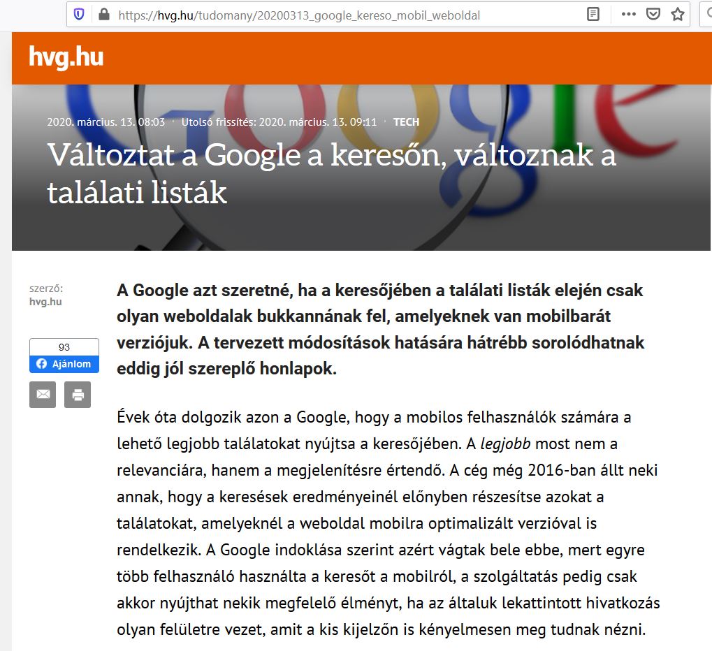 mobile first index google