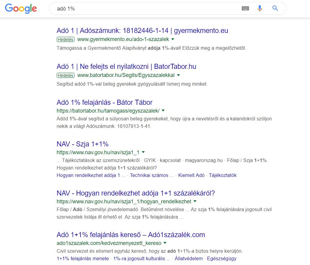 Bátor Tábor adó 1%