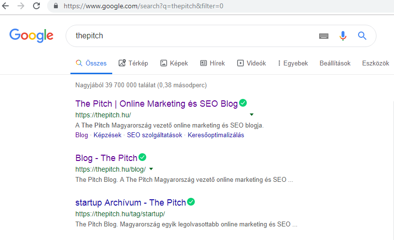 Google keresés filter